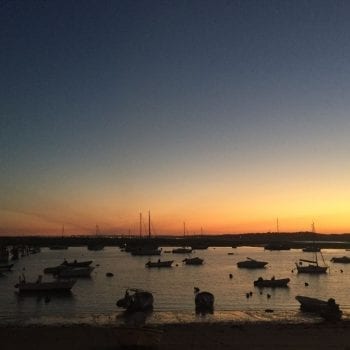 Zonsondergang vanaf de boulevard in Alvor