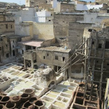 Een ledermakerij in Fes