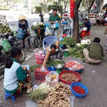 Ho Chi Minh, verkoopster op de grond