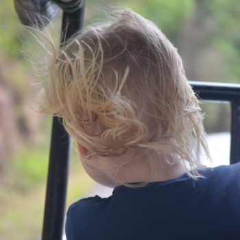 In de jeep