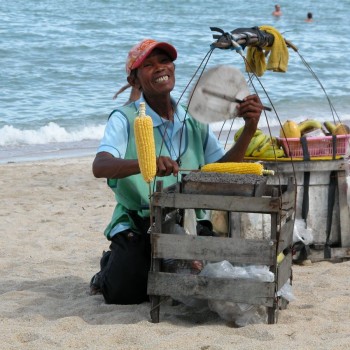 Mais op het strand