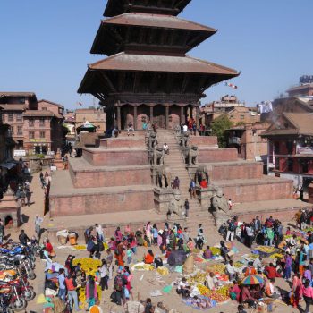 De Nyatapola Tempel is indrukwekkend. 