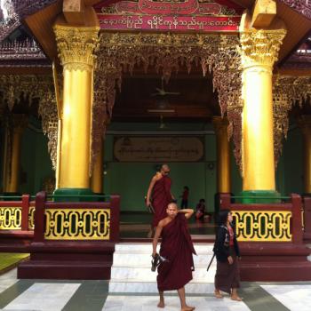 Monniken in Shwedagon Pagoda
