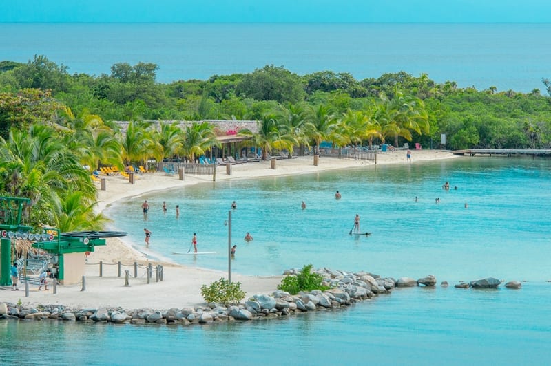 Honduras - Lush, tropical, foliage on beach in Roatan Island