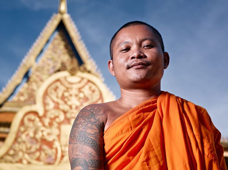 Monnik in Phnom Penh