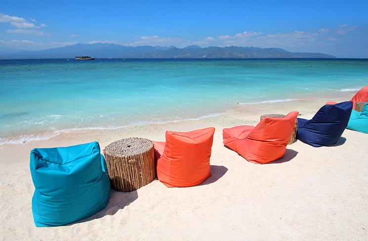 Beanbags op de Gili eilanden