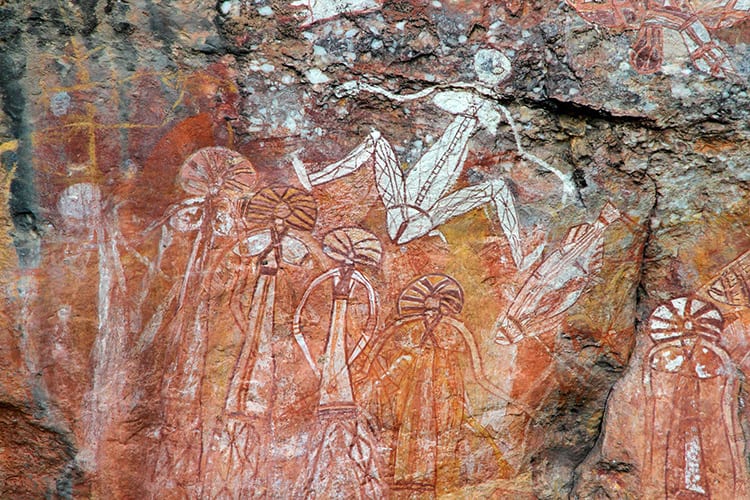 Aboriginal kunst bij de Nourlangie Rock