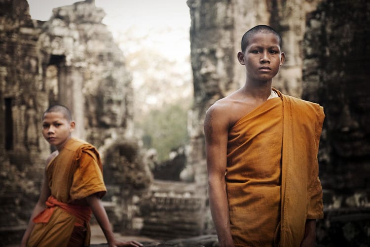 Jonge monniken in de Bayon tempel