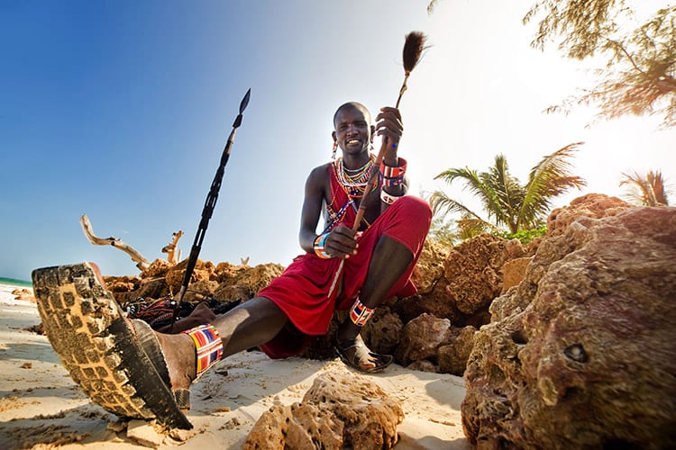 Maasai op het strand