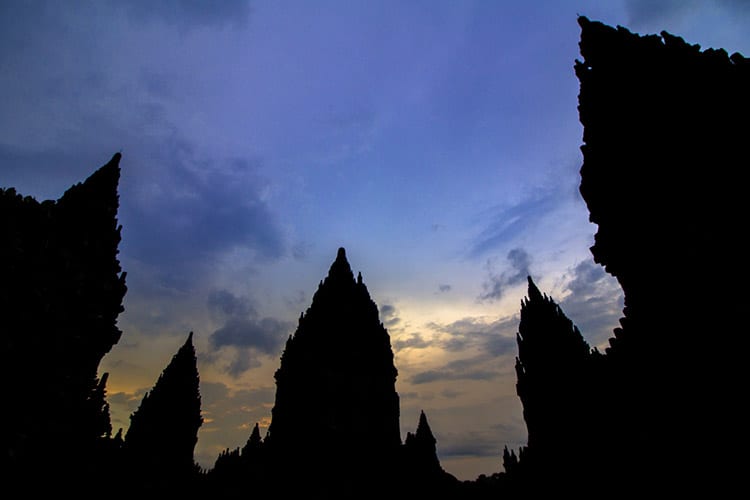 Prambanan zonsondergang