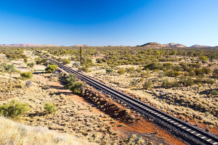 Spoorlijn in de buurt van Alice Springs
