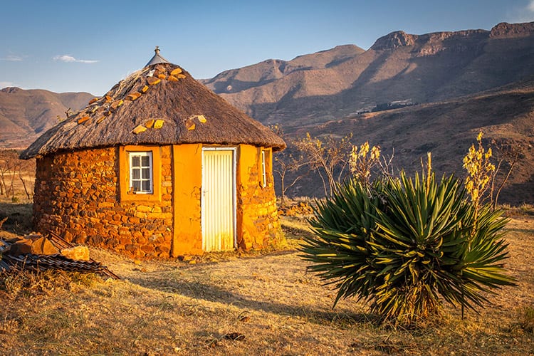 Traditionele hut in Malealea, Lesotho
