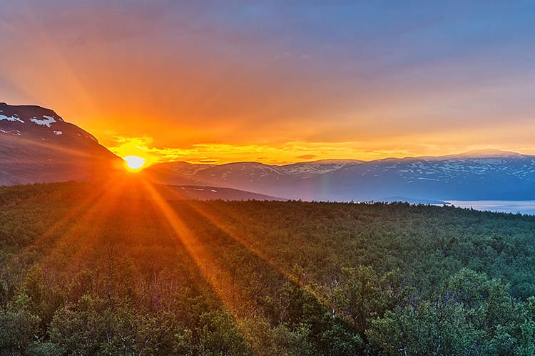 Middernachtzon in het Abisko National Park