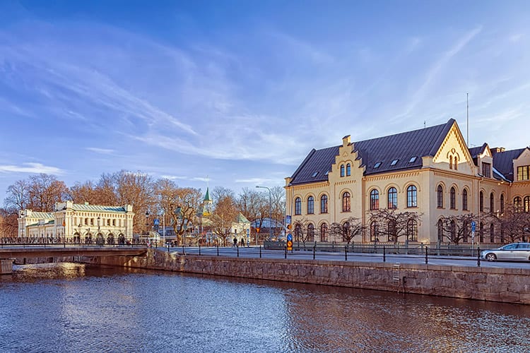 Rivier Fyrisan in het hart van Uppsala