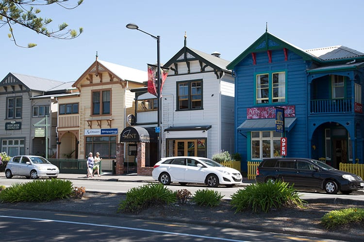 Gekleurde huizen in Napier