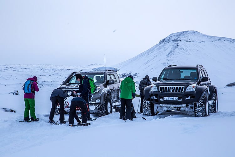 Lúdentarborgir krater in de winter, IJsland
