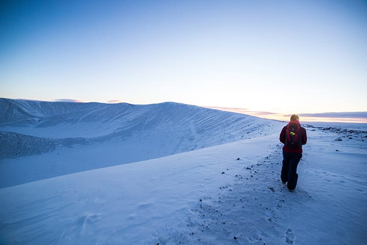 Hverfjall vulkaan, IJsland winter